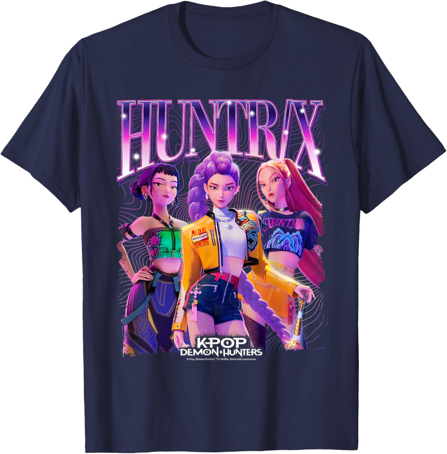 KPop Demon Hunters Huntrix Bootleg Officially Licensed T-Shirt - T-Shirt | Navy