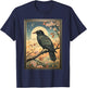 Kyosai Crow Shirt Japanese Woodblock Art Vintage Raven Bird T-Shirt - T-Shirt | Navy