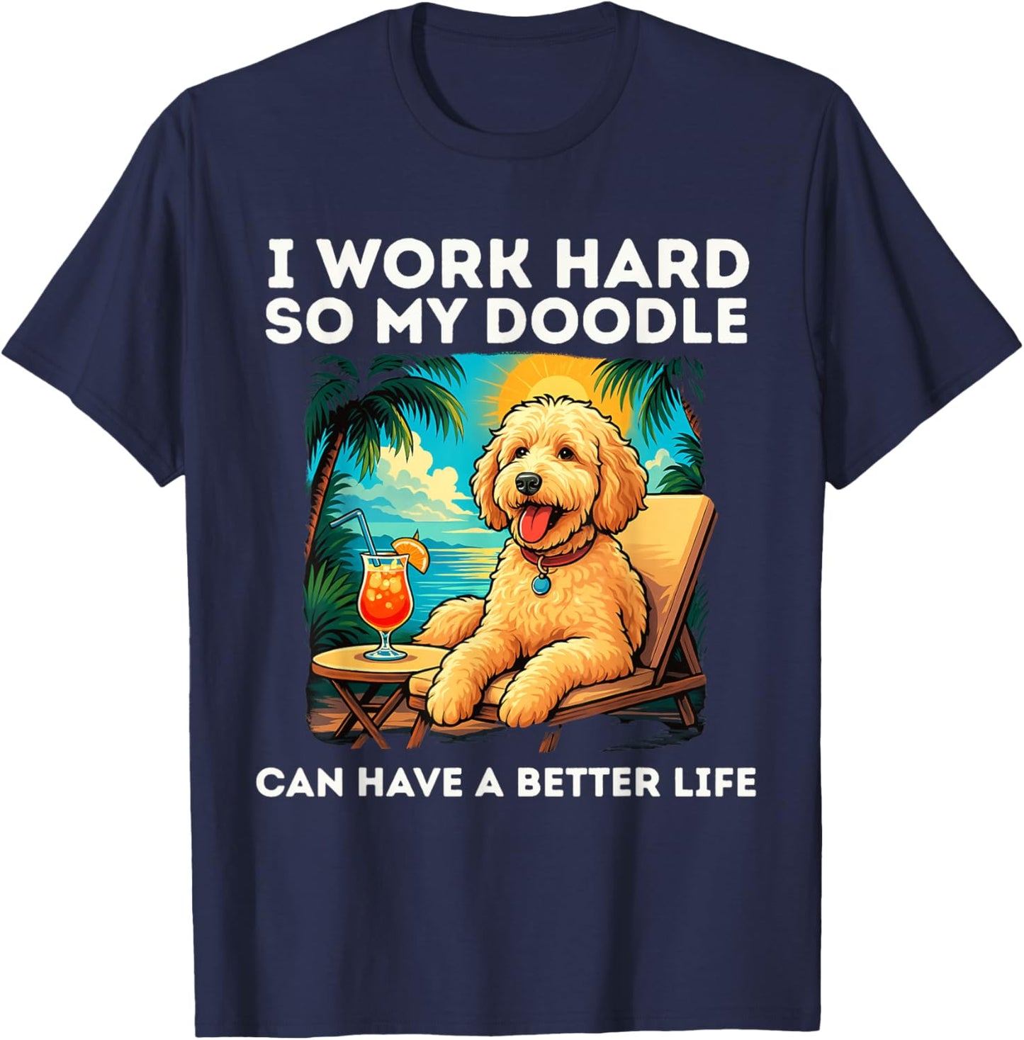 Funny Labradoodle Dog Design I Work Hard Labradoodle Lovers T-Shirt - T-Shirt | Navy