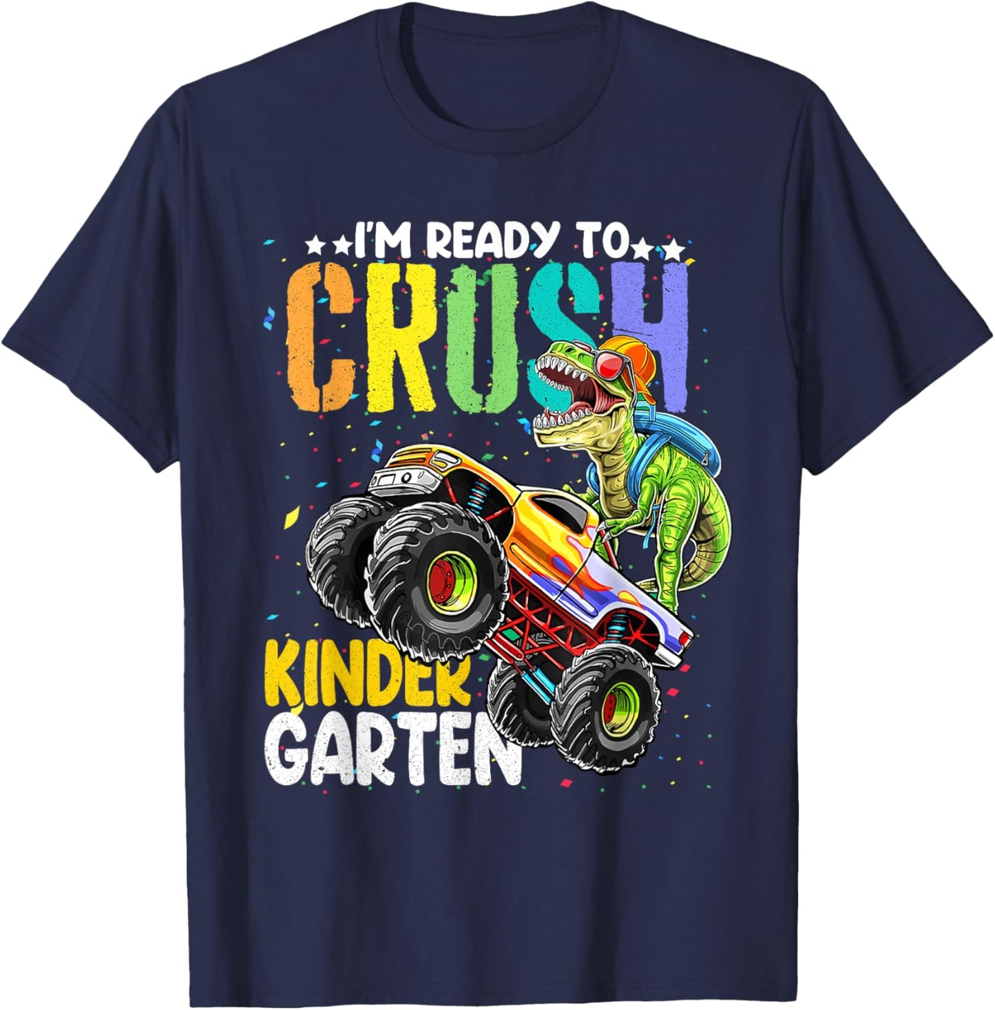 Back To School Boy Dinosaur I'm Ready To Crush Kindergarten T-Shirt - T-Shirt | Navy