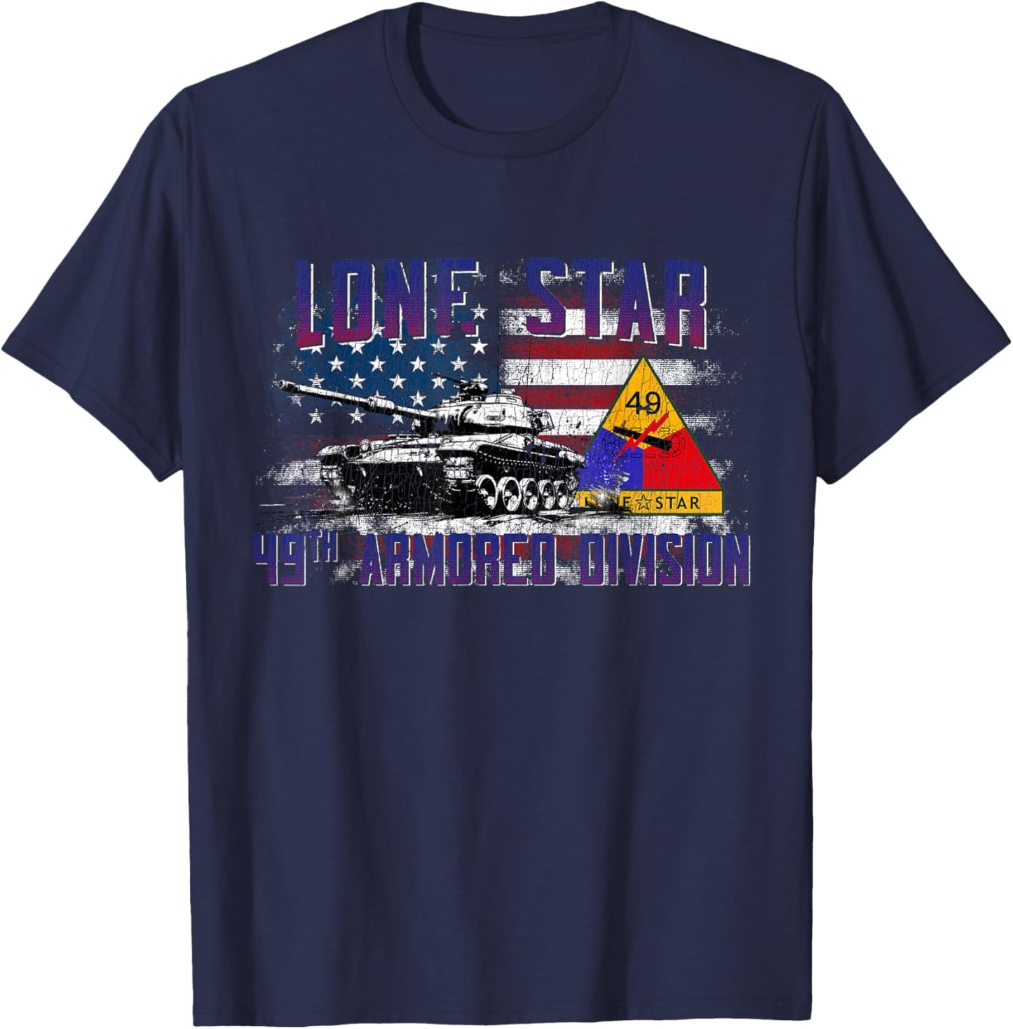 Veteran 49th Armored Division Lone Star Vintage Gifts T-Shirt - T-Shirt | Navy