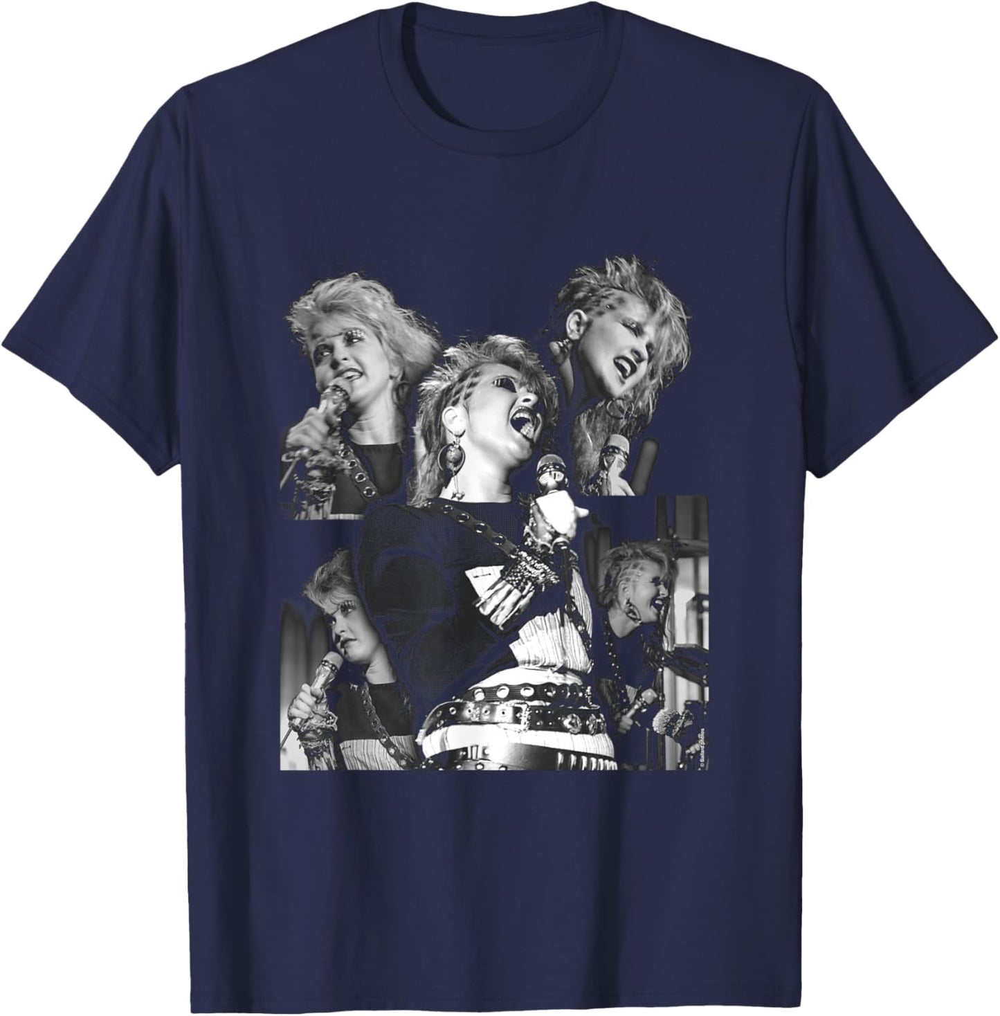 Singer Cyndi Lauper Live Montage by Allan Ballard T-Shirt - T-Shirt | Navy