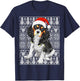 Cavalier King Charles Spaniel Dog Santa Hat Ugly Christmas T-Shirt - T-Shirt | Navy