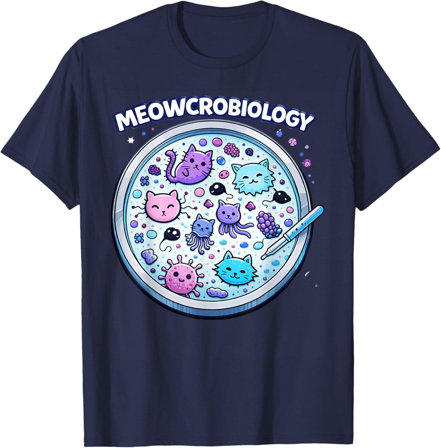 Wissenschaftliche Grafik von Meowcrobiology Cute Cat T-Shirt - T-Shirt | Navy