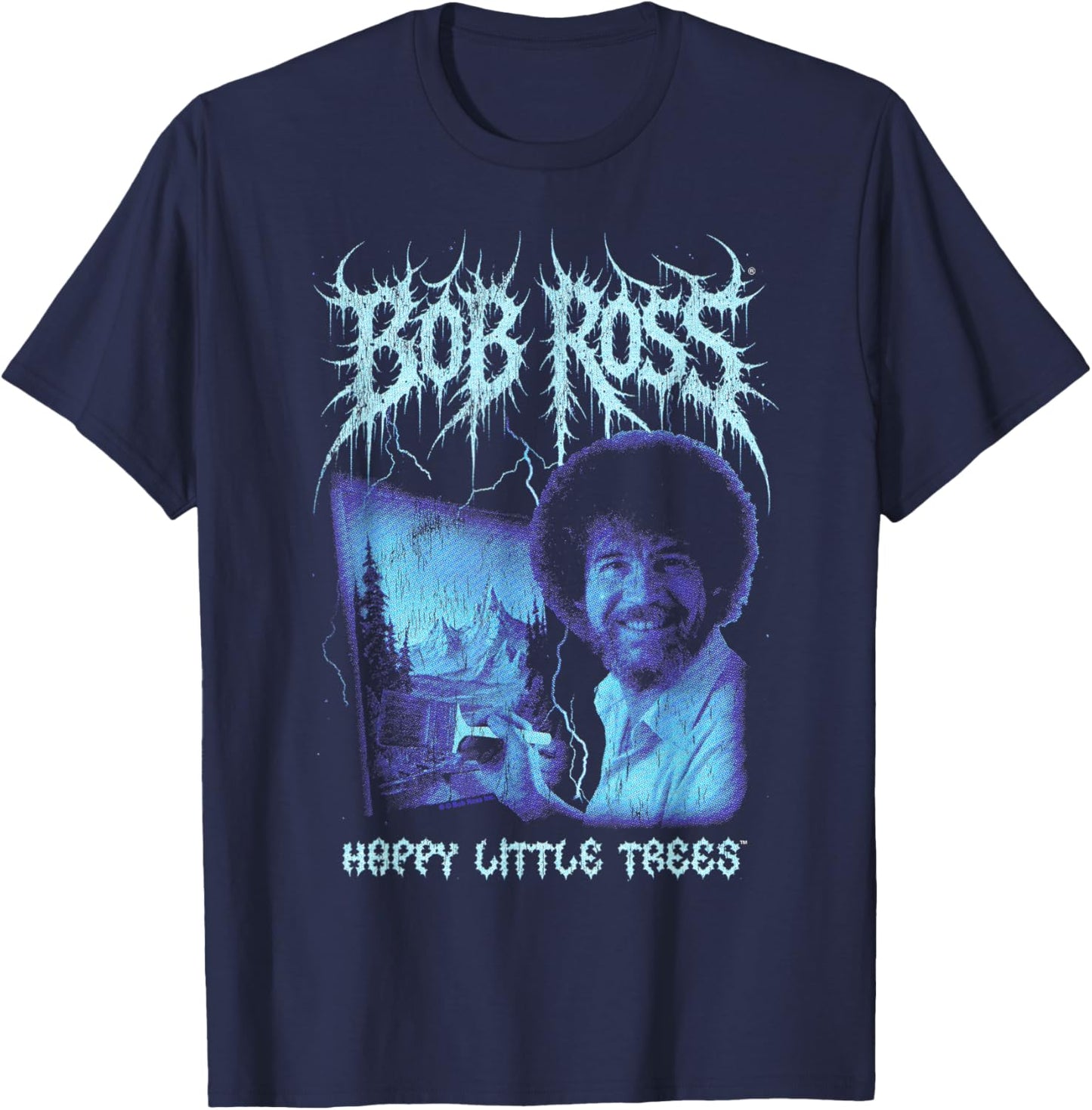 Bob Ross Little Trees Metal T-Shirt - T-Shirt | Navy
