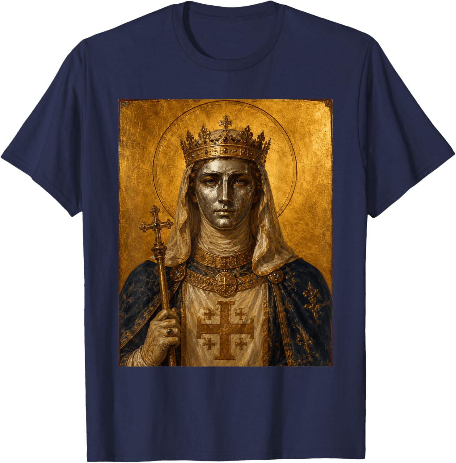 Icône catholique du Roi Baudouin IV de Jérusalem T-Shirt - T-Shirt | Navy