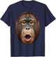 Animals - Surprised Orangutan Face Realistic Primate Art T-Shirt - T-Shirt | Navy