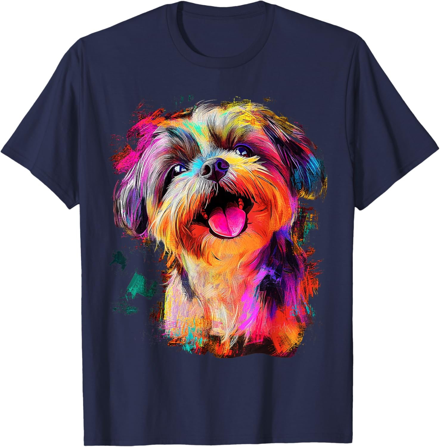 Shih Tzu Dog Motif Pet Art Shih Tzu T-Shirt - T-Shirt | Navy