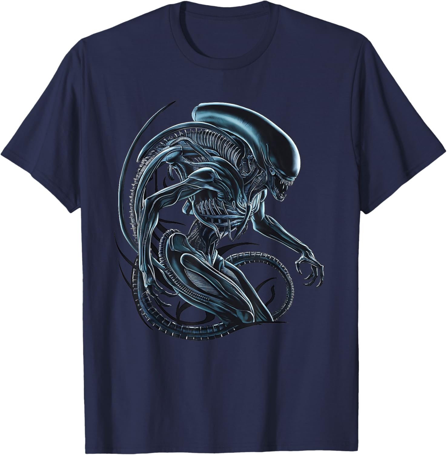 Illustriertes Poster mit Alien-Xenomorph T-Shirt - T-Shirt | Navy
