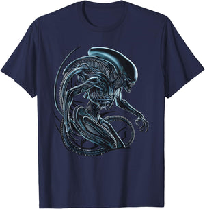 Illustriertes Poster mit Alien-Xenomorph T-Shirt - T-Shirt | Navy