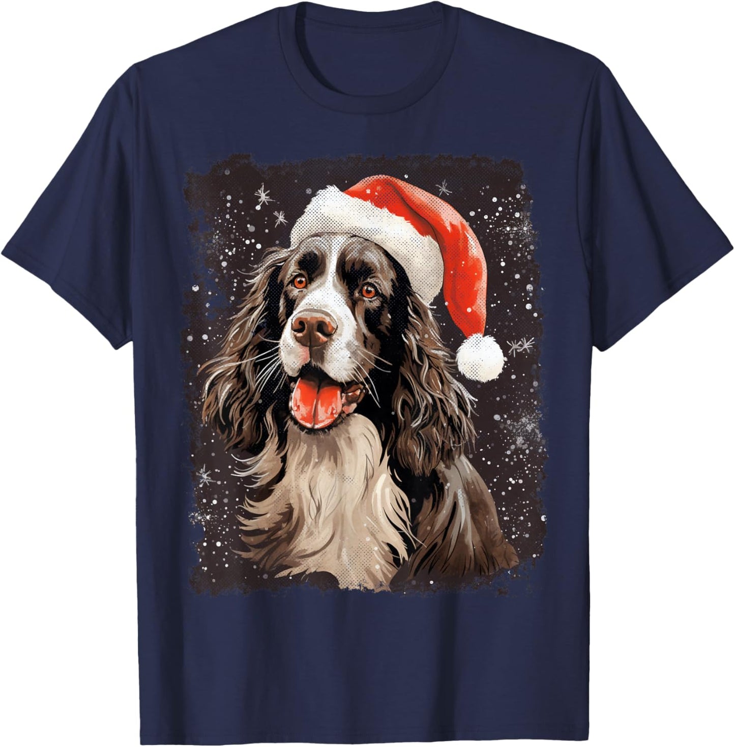 English Springer Spaniel Christmas Dog T-Shirt - T-Shirt | Navy