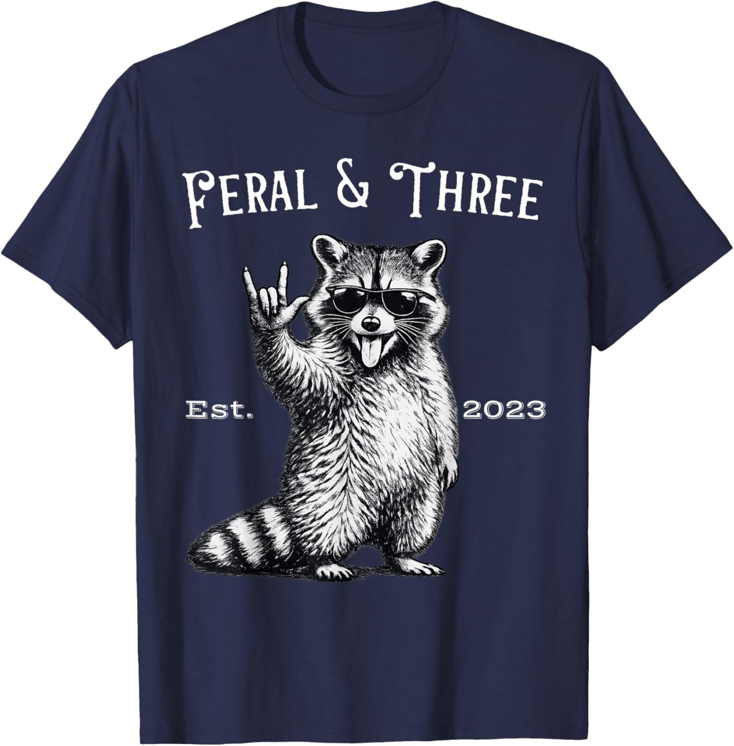 Feral and Three Funny Raccoon 3rd Birthday T-Shirt - T-Shirt | Navy