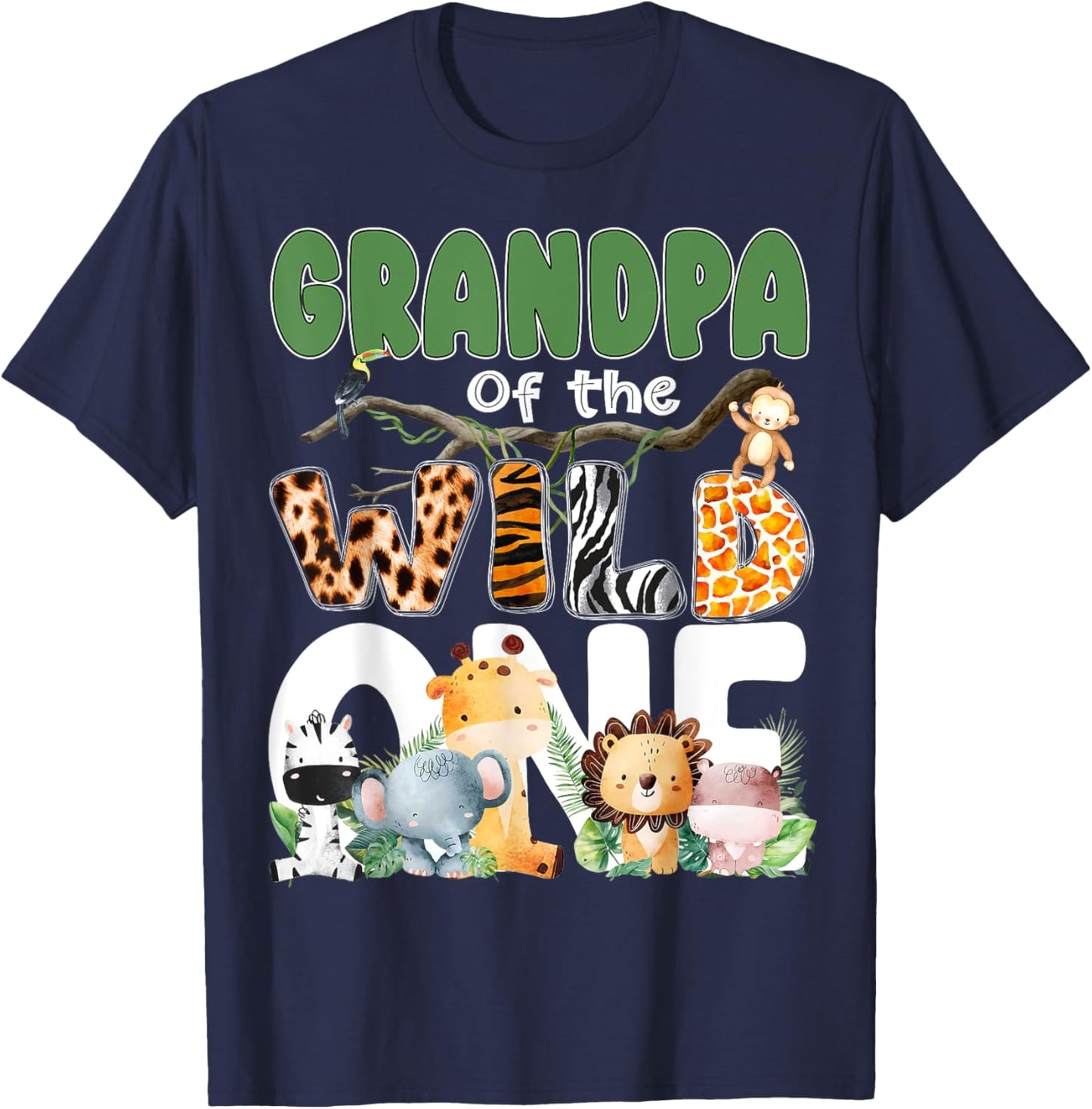 Grandpa Of The Wild One 1st Birthday Safari Family Matching T-Shirt - T-Shirt | Navy