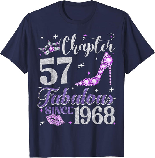 Chapter 57 Fabulous Since 1968 57Th Birthday Ladies T-Shirt - T-Shirt | Navy