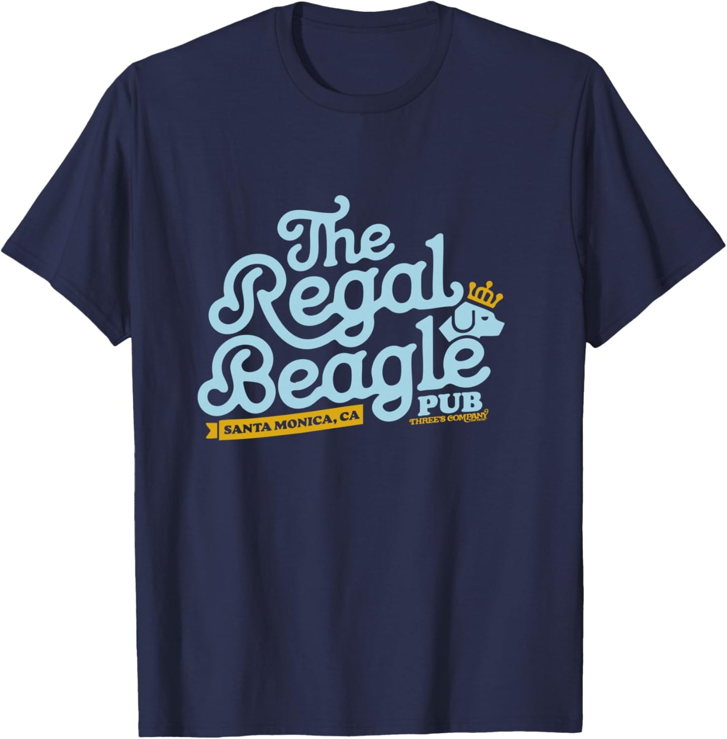 Officially Licensed Regal Beagle Pub Three's Company Logo T-Shirt - T-Shirt | Navy