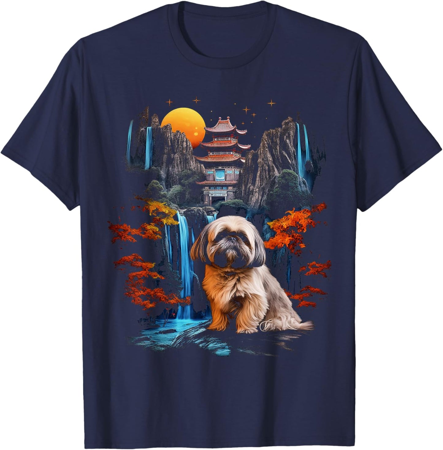 Shih Tzu Motif Pet Art Dog Shih Tzu Men Women Kids T-Shirt - T-Shirt | Navy