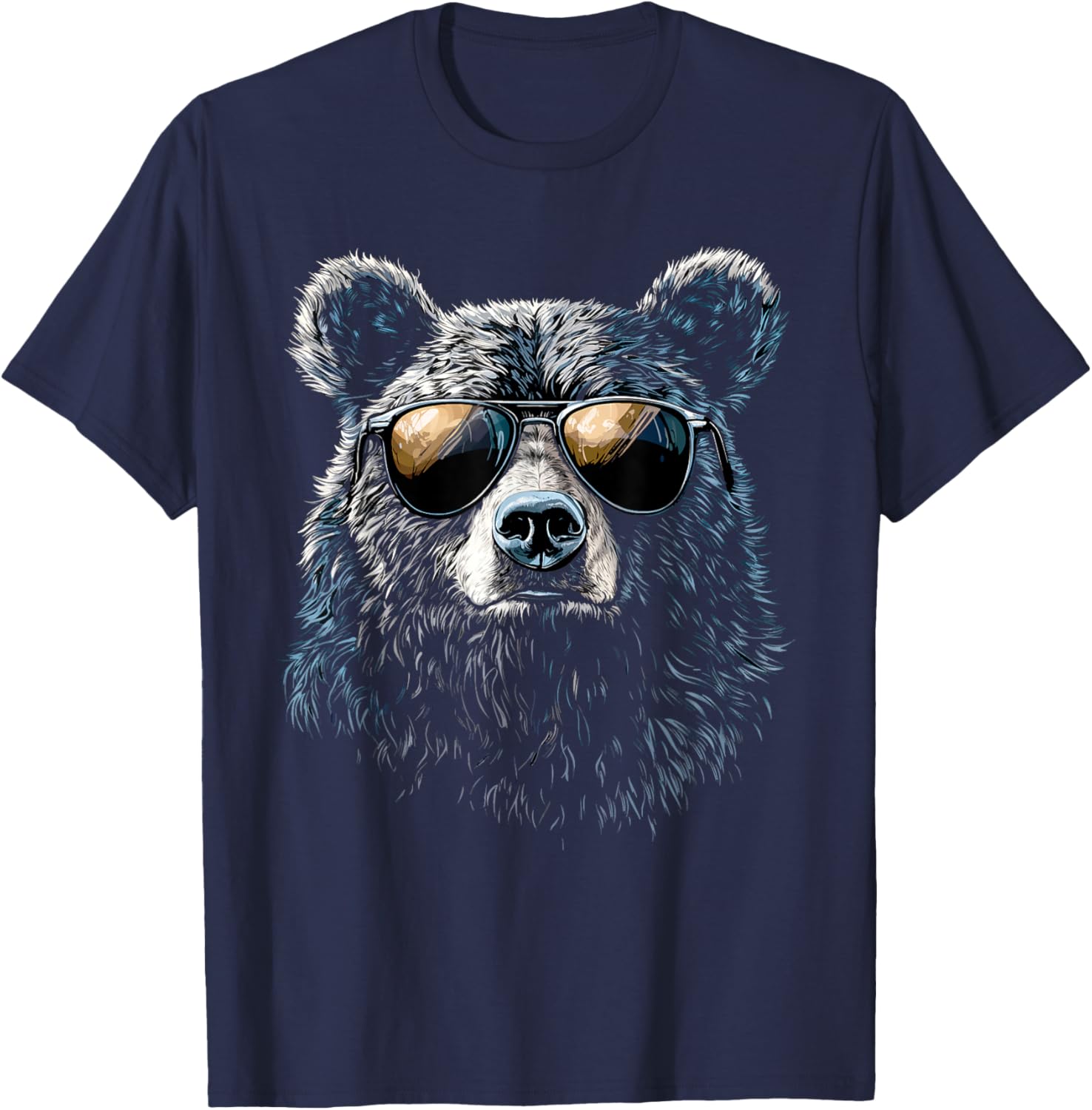 Bear Wearing Sunglasses Wildlife Artwork Graphic Bear T-Shirt - T-Shirt | Navy