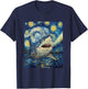 Funny Shark - Van Gogh Style - Starry Night T-Shirt - T-Shirt | Navy