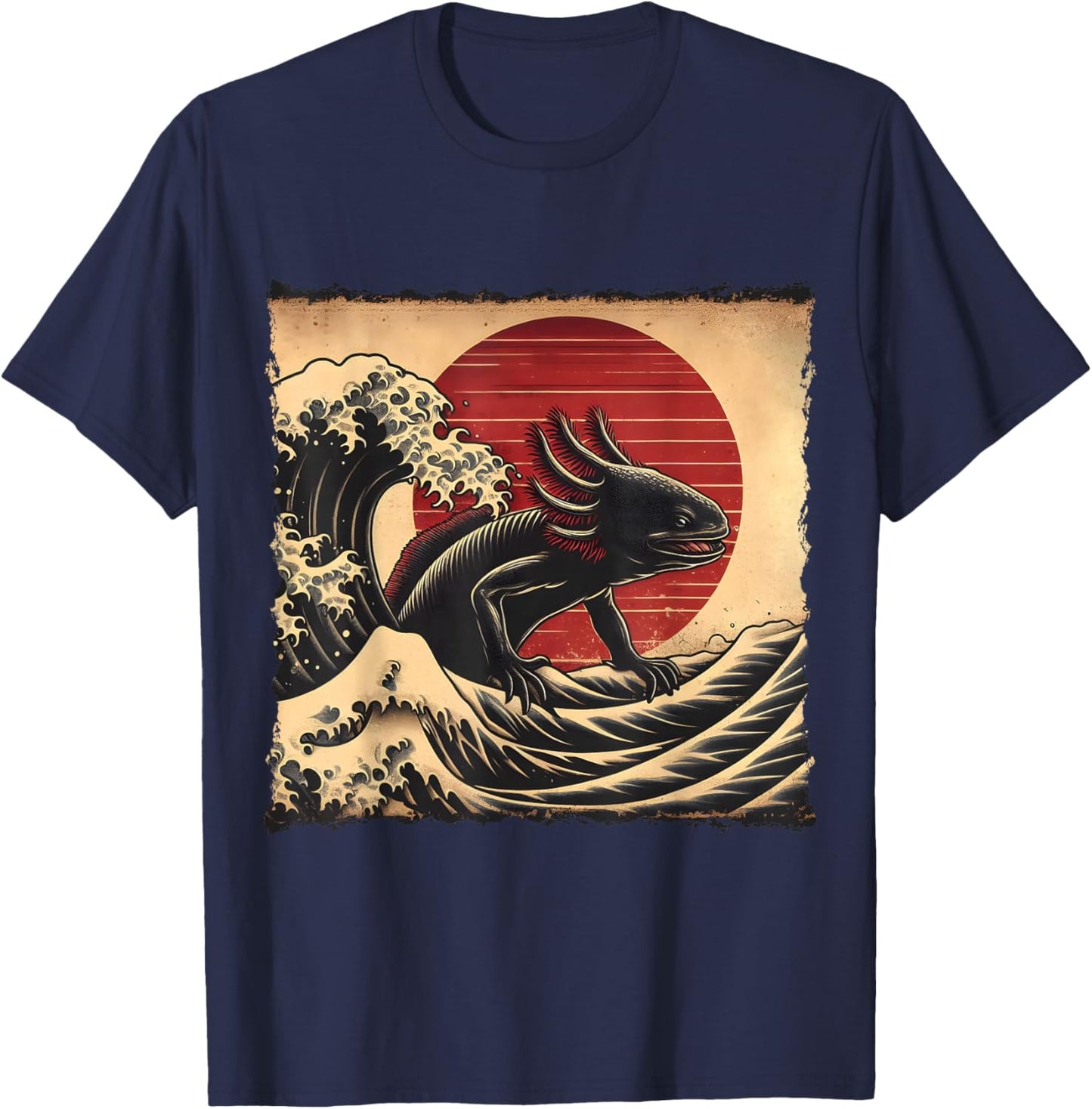 Retro Vintage Axolotl Kaiju Monster Japan Art Anime Lover T-Shirt - T-Shirt | Navy