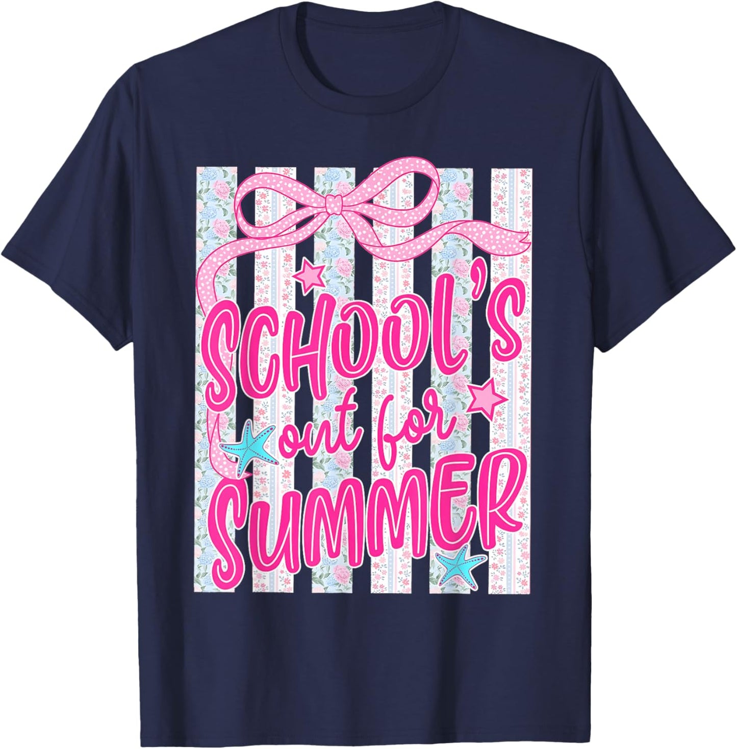 Last Day of School Out for Summer Coquette Bow Women Girl T-Shirt - T-Shirt | Navy