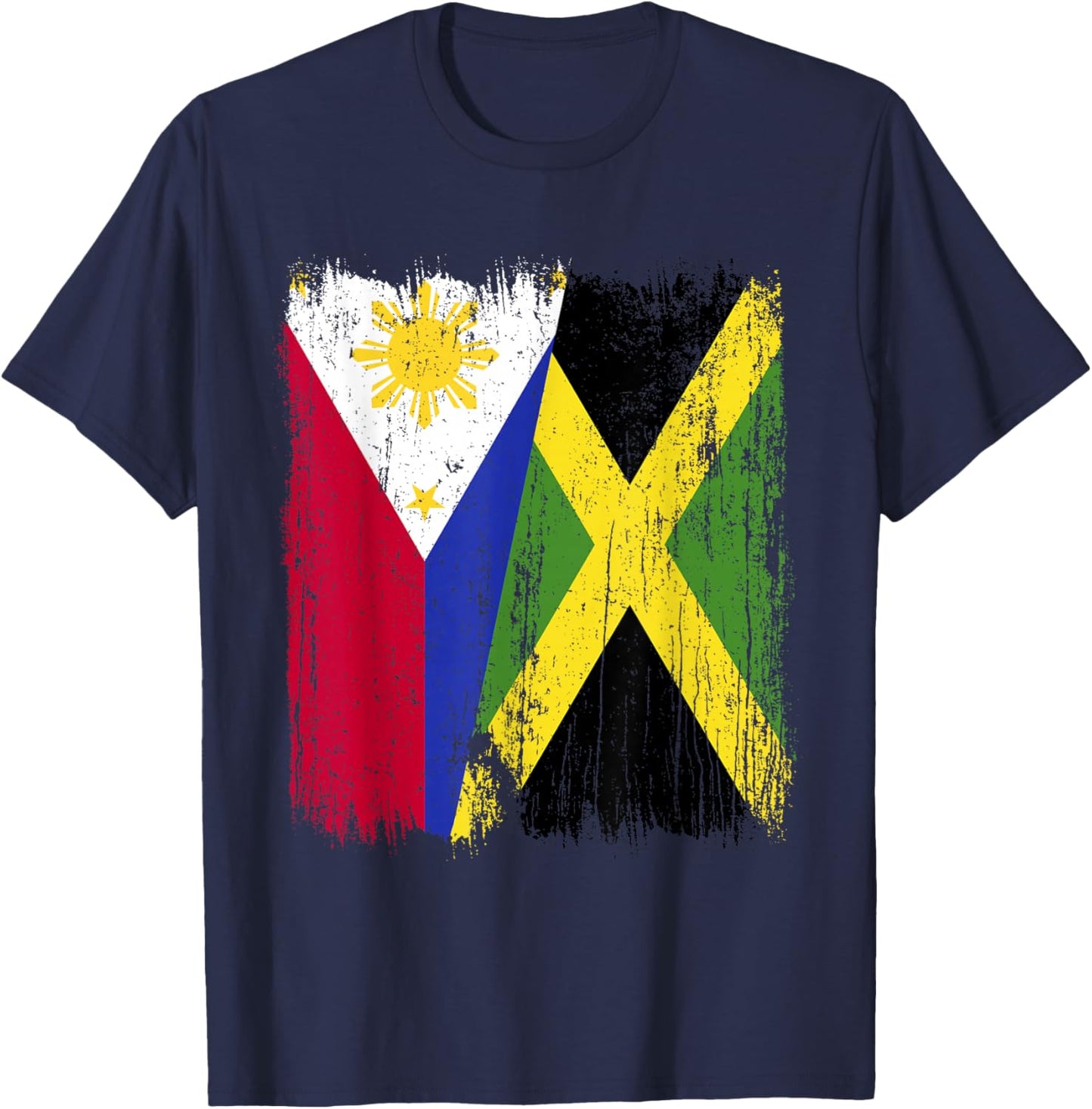 Philippines Jamaica Half Flag Filipino Jamaican Heritage T-Shirt - T-Shirt | Navy
