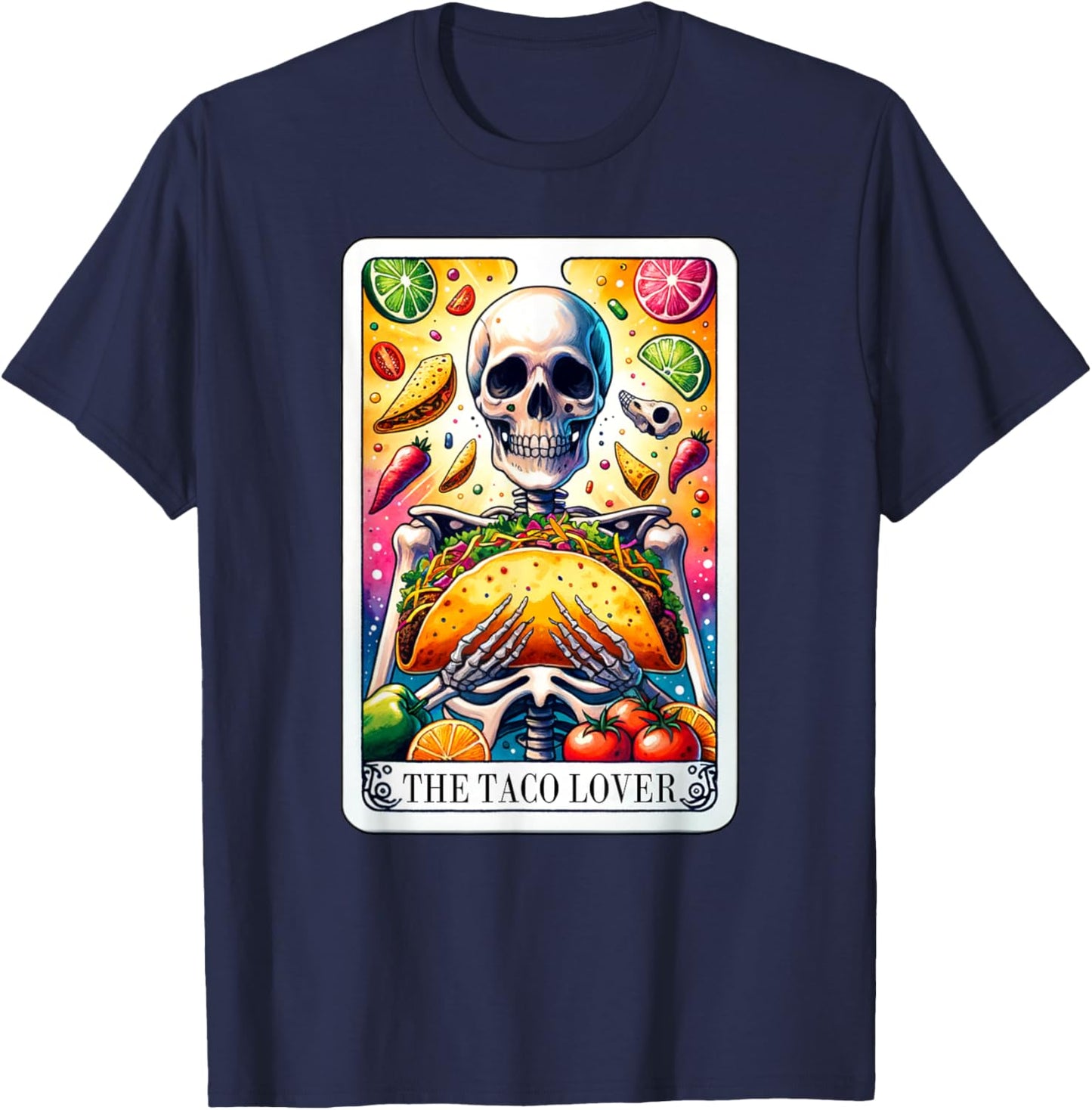 The Taco Lover Tarot Card Taco Tuesday Cinco de Mayo T-Shirt - T-Shirt | Navy