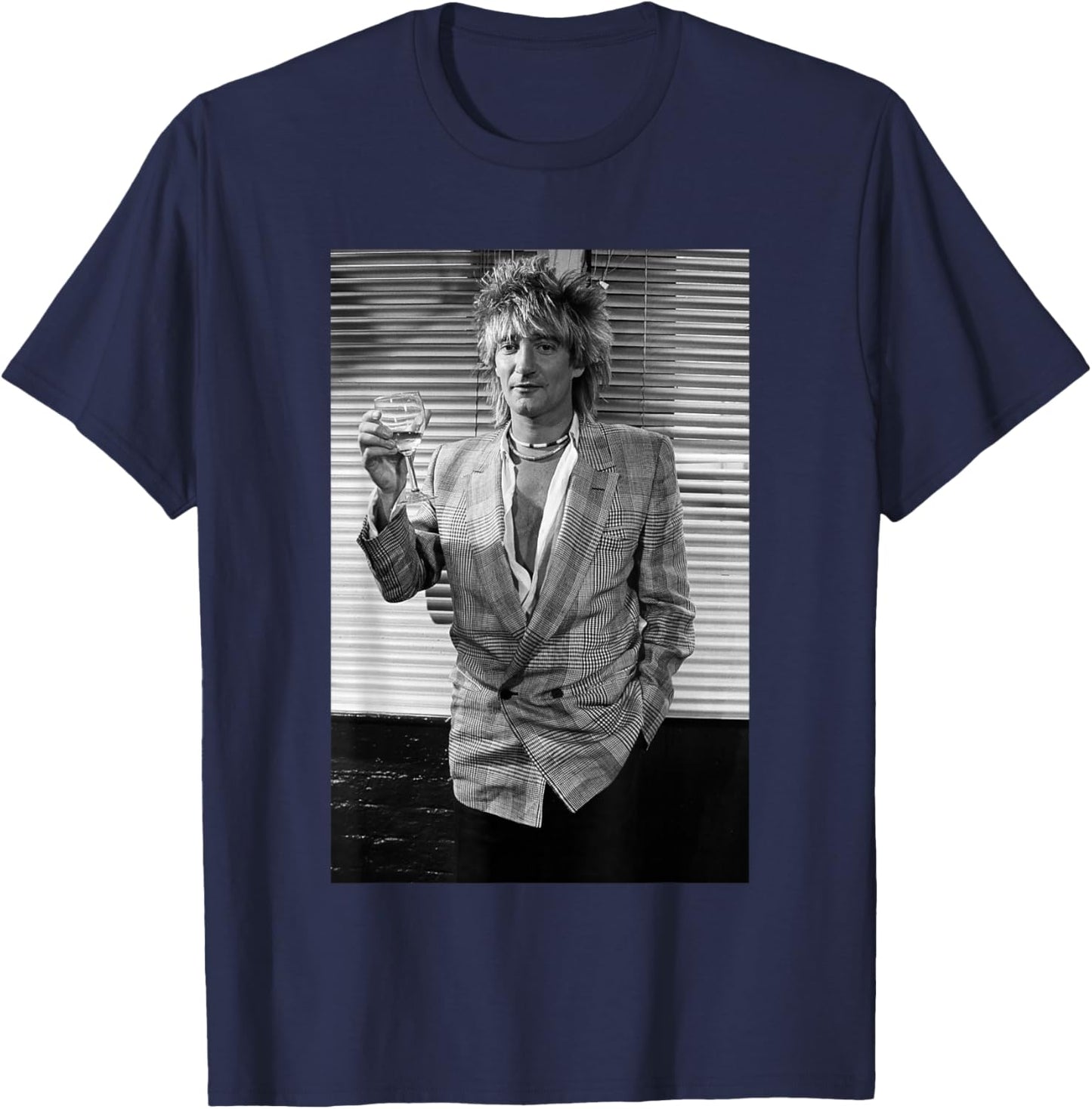 Rod Stewart in London Press for Body Wishes Tour 1983 T-Shirt - T-Shirt | Navy
