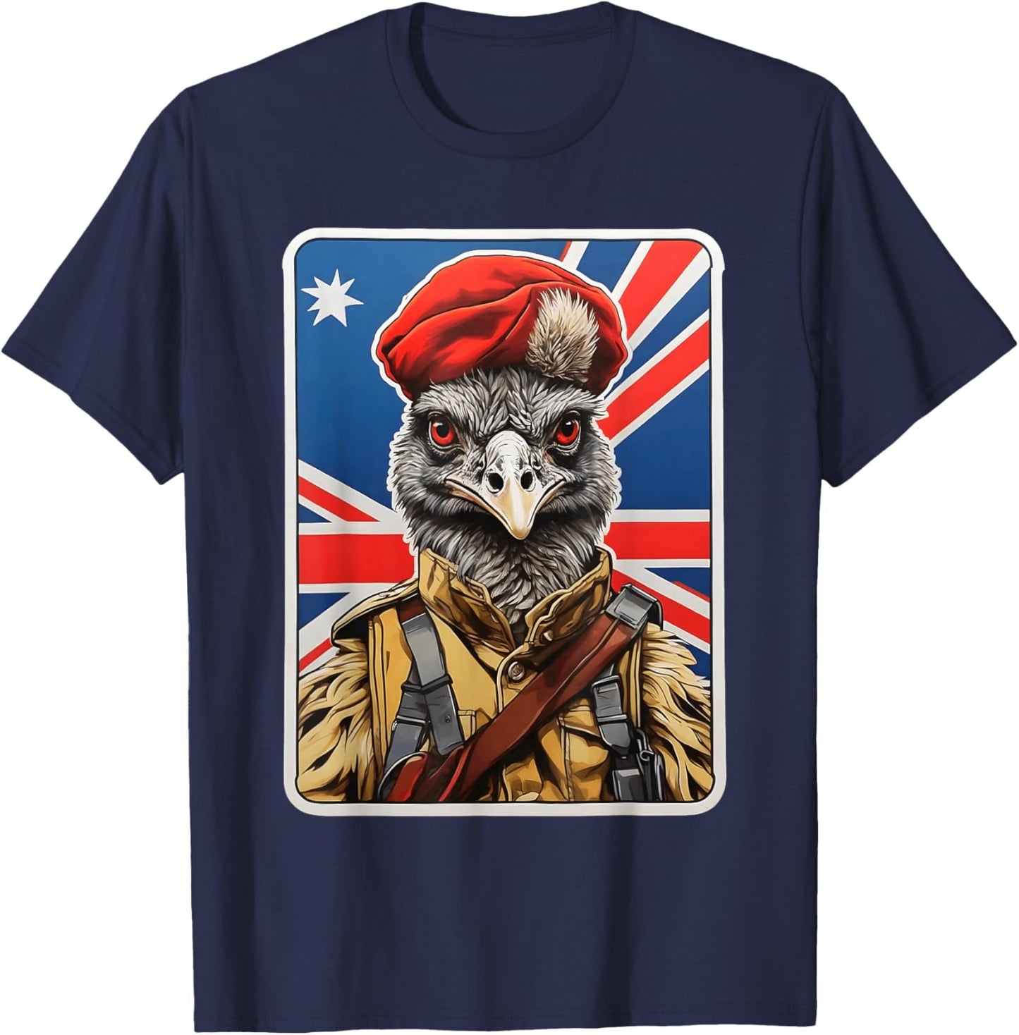 Emu War Hero Design - Emu in Military Uniform T-Shirt - T-Shirt | Navy
