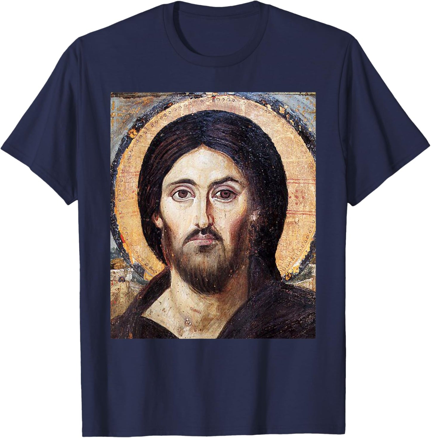 Jesus Christ Pantocrator Icon St. Catherine's Monastery T-Shirt - T-Shirt | Navy