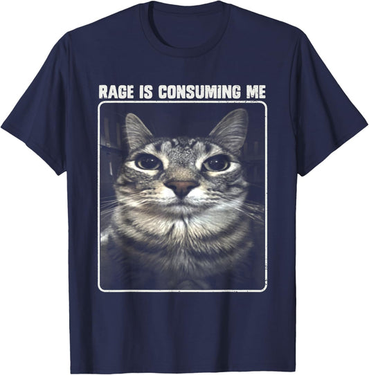 Rage Is Consuming Me Meme Silly Cat Women Girls Kids T-Shirt - T-Shirt | Navy