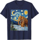 Woolly Mammoth Ice Age - Van Gogh Style - Starry Night T-Shirt - T-Shirt | Navy