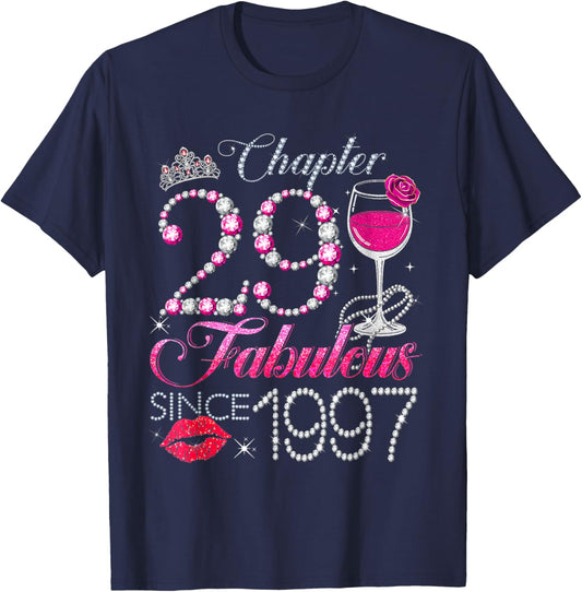 Chapter 29 Fabulous Since 1997 29th Birthday Queen Diamond T-Shirt - T-Shirt | Navy