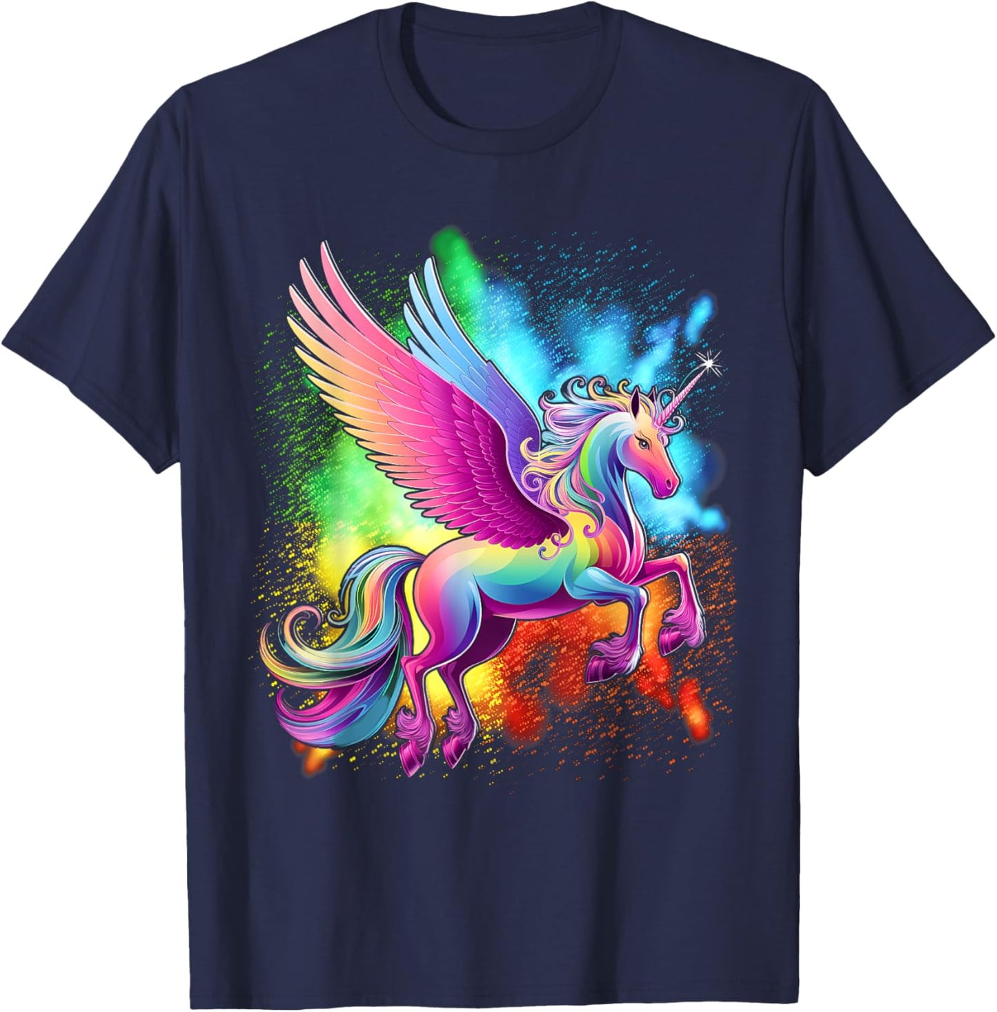 Purple Unicorn Colorful Psychedelic kawaii Trippy alt T-Shirt - T-Shirt | Navy
