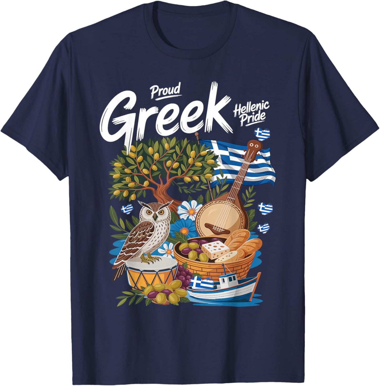 Greek Flag Outfit Idea for Kids with Hellenic Greece Roots T-Shirt - T-Shirt | Navy