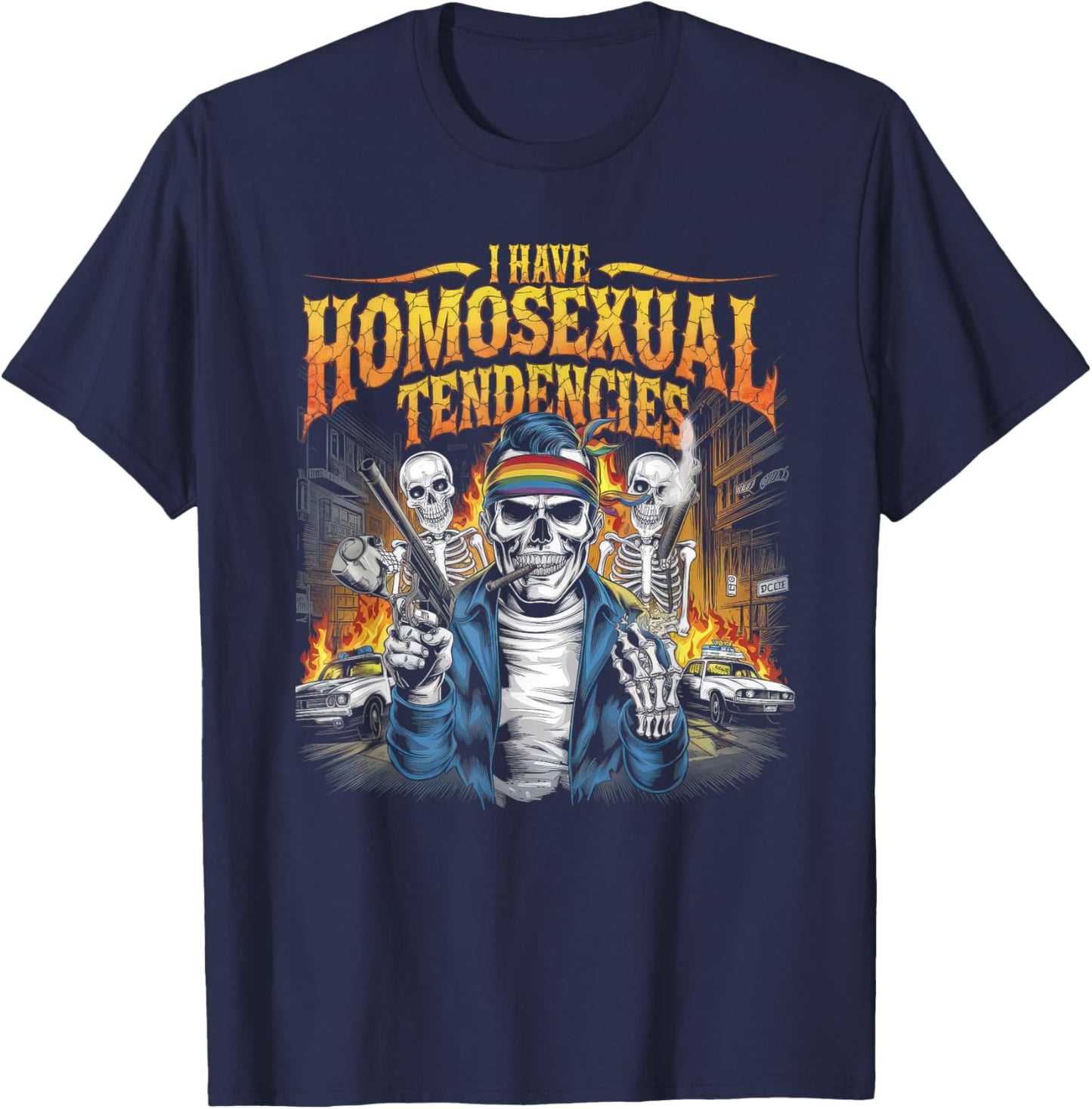 I Have Homosexual Tendencies Men Funny Skeleton Meme T-Shirt - T-Shirt | Navy