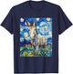 Funny Donkey - Van Gogh Style - Starry Night Graphic T-Shirt - T-Shirt | Navy