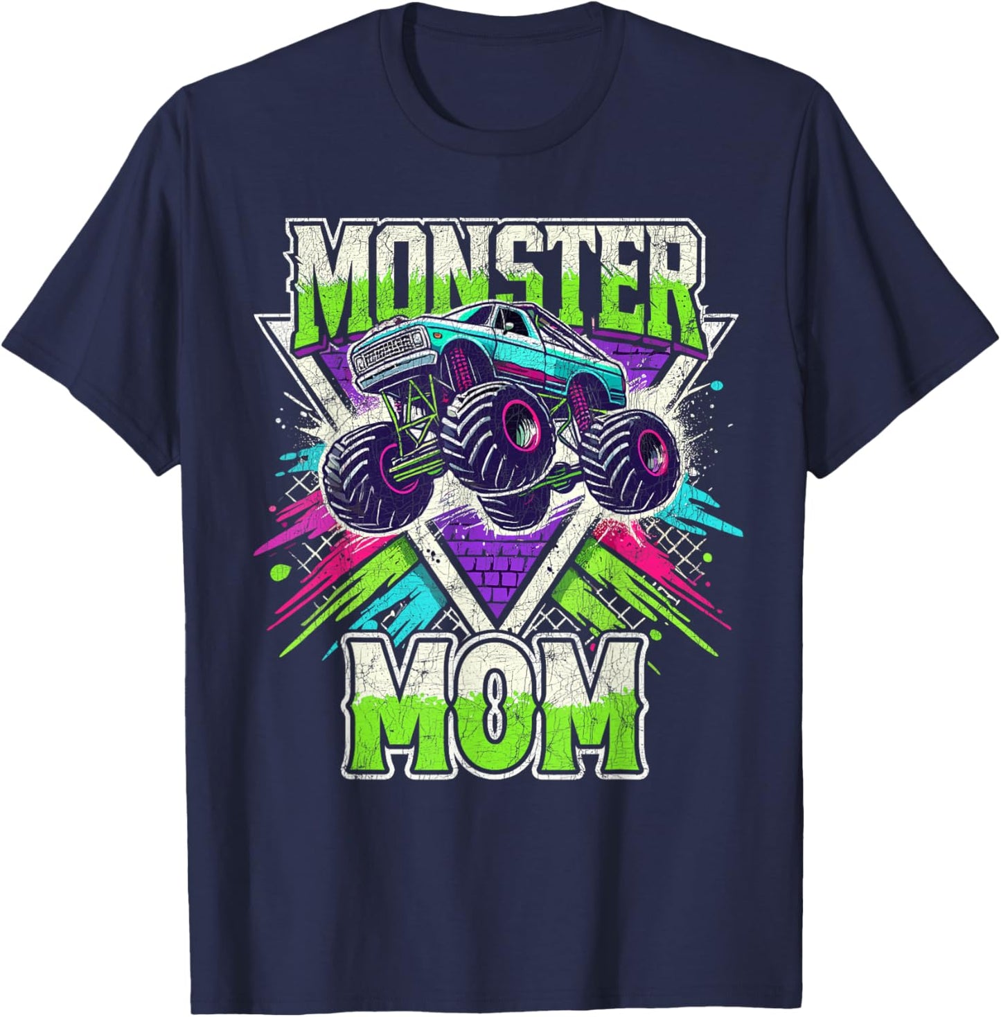 Matching Monster Truck Costume, Jam Birthday Monster Mom T-Shirt - T-Shirt | Navy