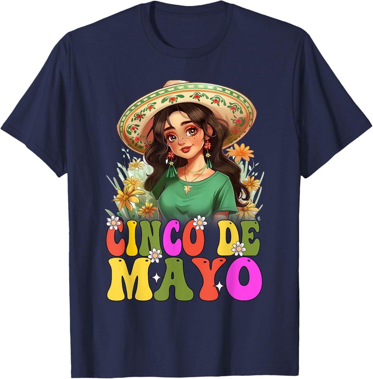 Otaku Girl Cinco De Mayo Mexican Fiesta 5 De Mayo Anime Girl T-Shirt - T-Shirt | Navy
