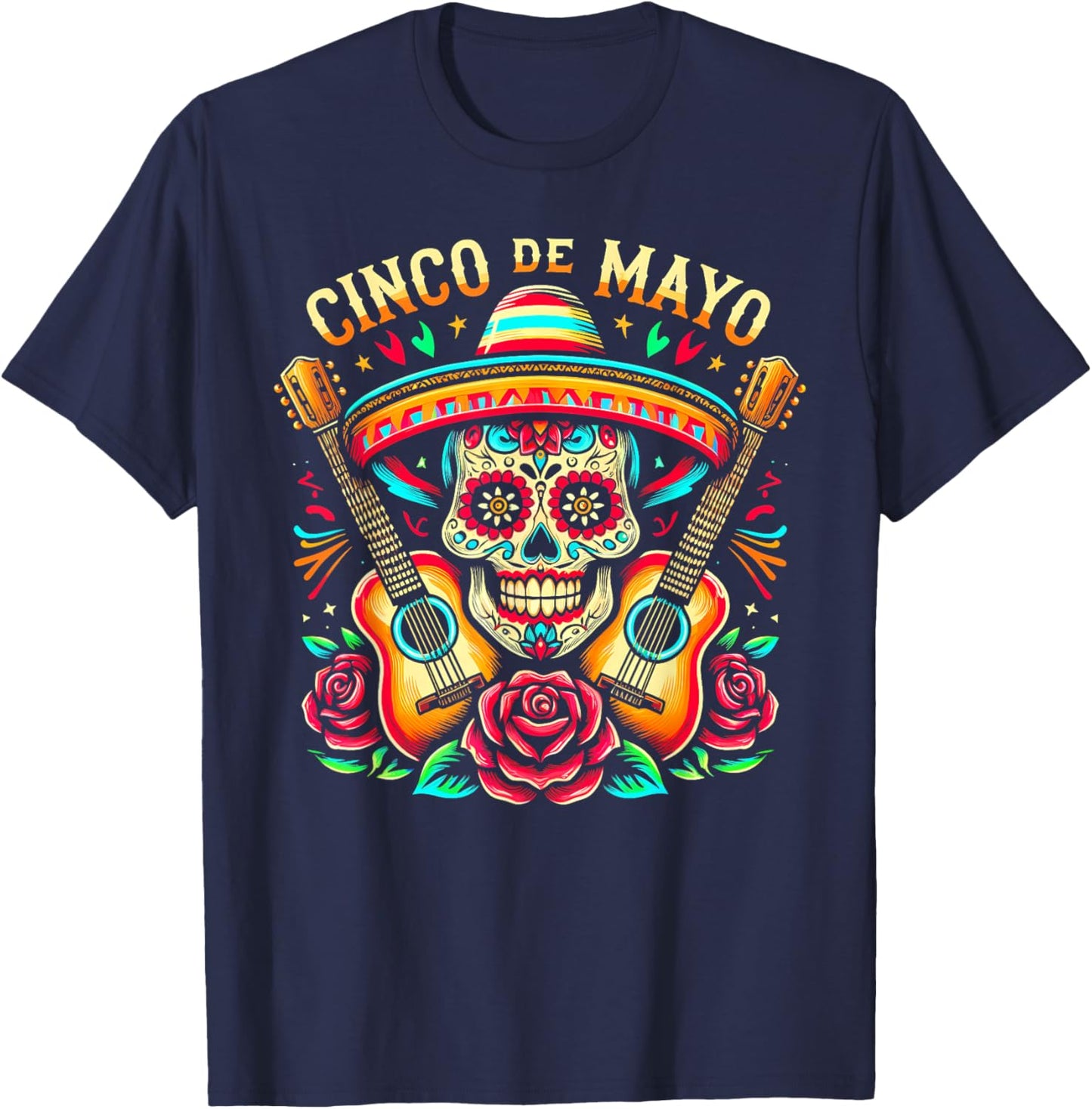 Mexican Skull Fiesta 5 De Mayo Cinco De Mayo Mem Women Kids T-Shirt - T-Shirt | Navy