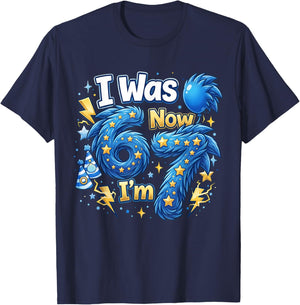 Retro I was 6 Now I'm 7 Six Seven Birthday 6 7 Birthday Boys T-Shirt - T-Shirt | Navy