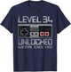 Level 34 Unlocked 34th Birthday 34 Year Old Video Gamer Men T-Shirt - T-Shirt | Navy