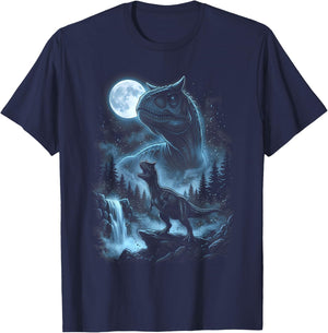 Carnotaurus Silhouette Mystical Moon Dinosaur T-Shirt - T-Shirt | Navy