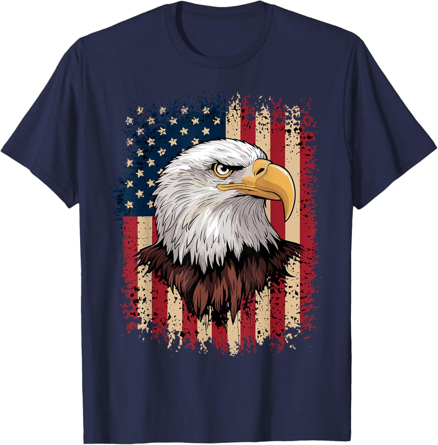 American Flag Bald Eagle Patriotic T-Shirt - T-Shirt | Navy