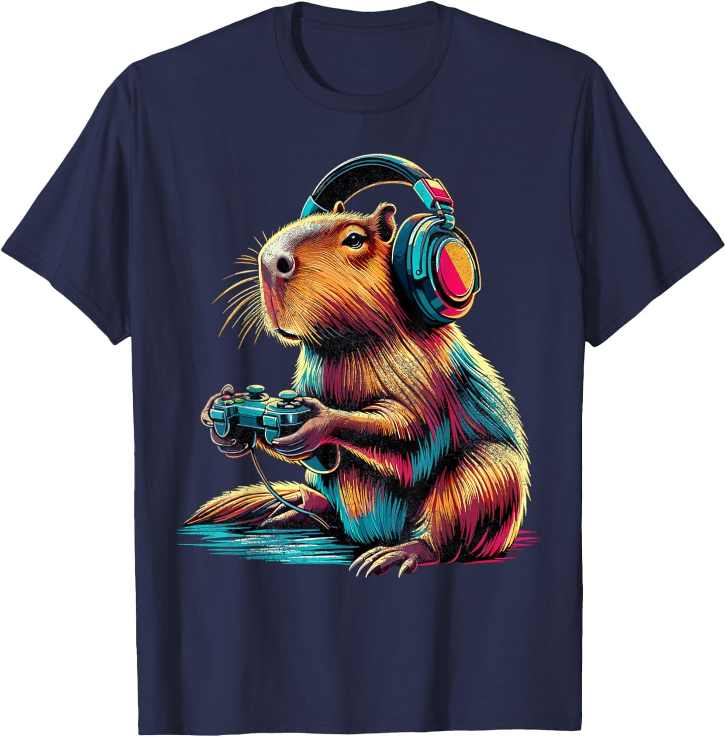 Capybara Funny Video Games Capybara T-Shirt - T-Shirt | Navy