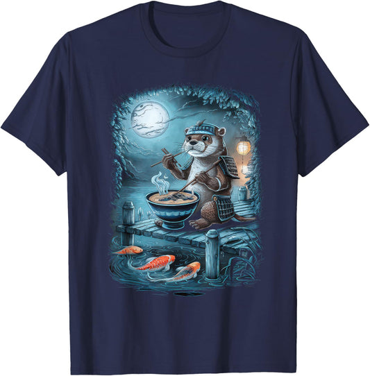 Otter Ramen Kawaii Manga Anime Noodles Y2k Japanese T-Shirt - T-Shirt | Navy