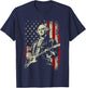 George Washington Playing Guitar Rock and Roll American Flag T-Shirt - T-Shirt | Navy