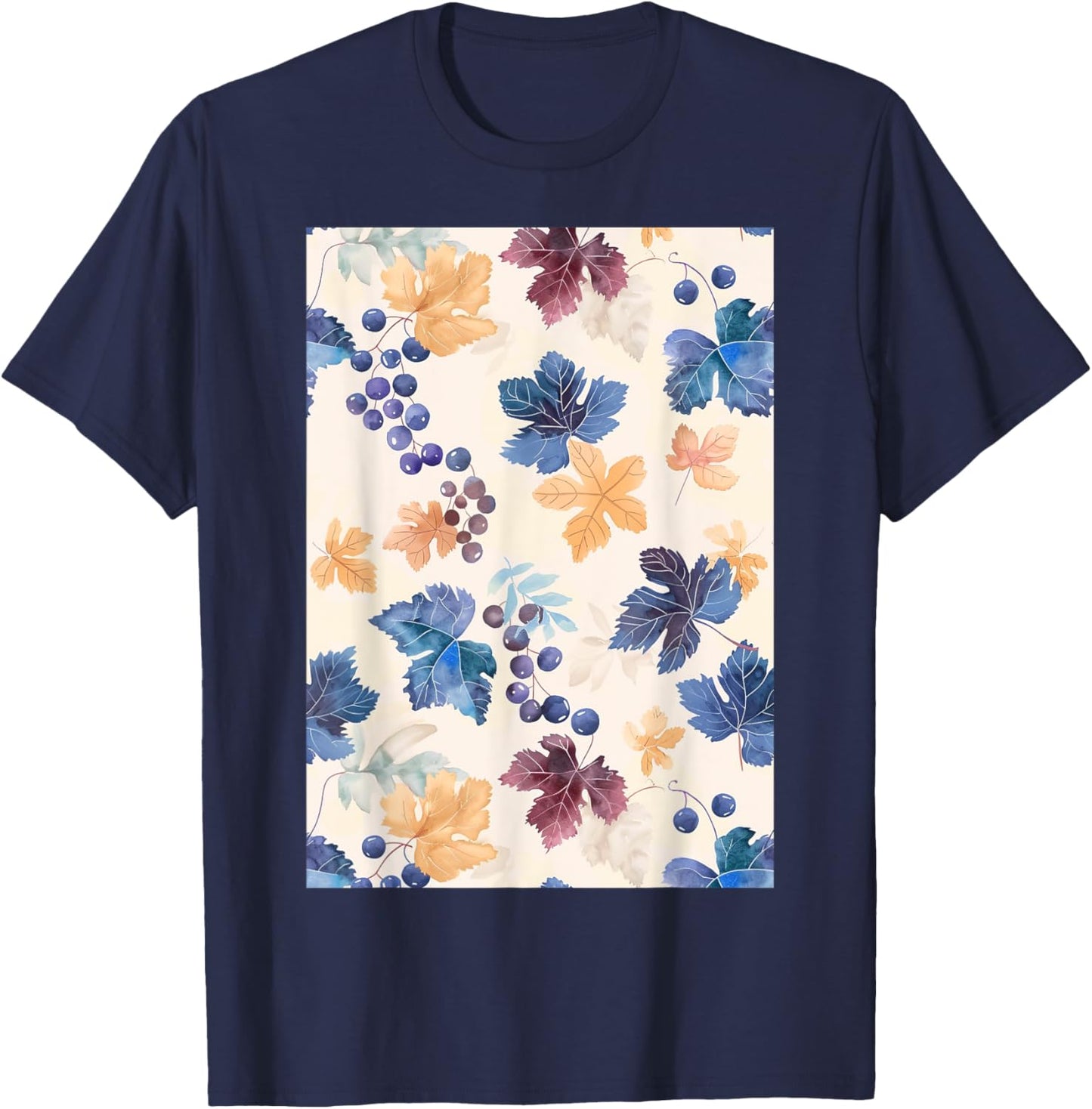 Vintage Pattern Art Grape T-Shirt - T-Shirt | Navy