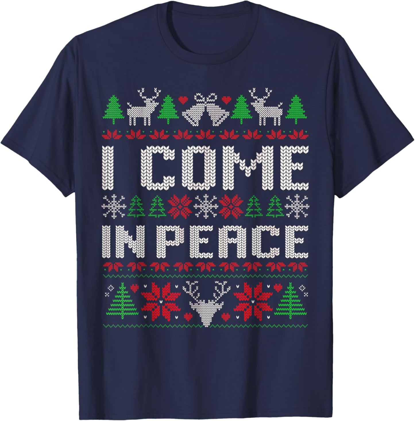 I Come In Peace I'm Peace Funny Matching Couple Christmas T-Shirt - T-Shirt | Navy