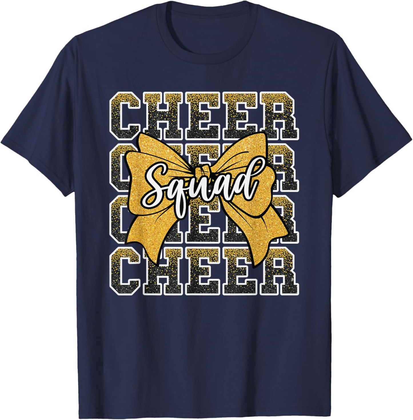 Yellow Cheer Squad Funny Sport Cheerleader Cheerleading Team T-Shirt - T-Shirt | Navy