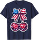 Patriotic Cherry Bow USA Flag Cherries 4th of July T-Shirt - T-Shirt | Navy